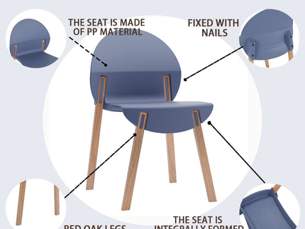 4 Piece Set Of Single Chairs, Traditional Elements With Round Table