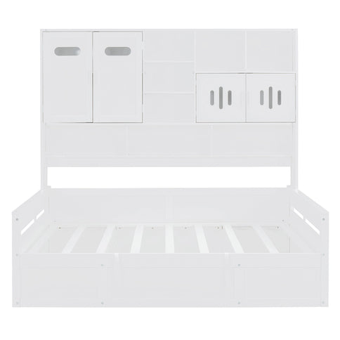 Daybed With All-In-One Cabinet And Shelf
