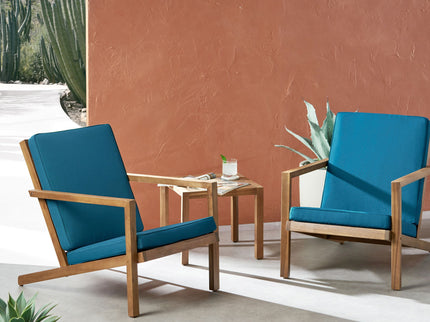 Celestaria - 3 Piece Outdoor Chat Set With Adirondack Chairs, Cushions And Side Table