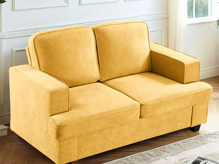 Modern Loveseat, Comfortable 2 Seater Couch With Deep Seating, Loose Back Cushions, Wide Arms