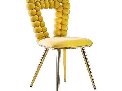 Modern Chair With Iron Tube Legs, Soft Cushions And Comfortable Backrest, Suitable For Dining Room, Living Room, Cafe, Hairball Back
