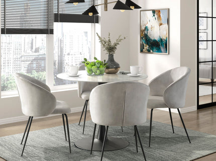 Velvet Upholstery Side Chairs 2 Piece Set With Metal Legs Modern Home Furniture - Beige