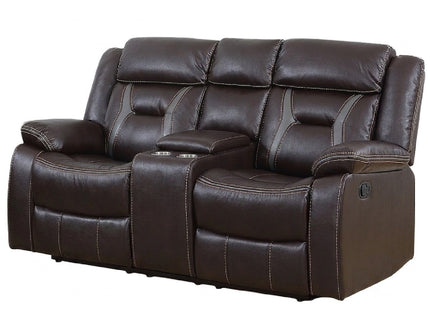 Modern Reclining Loveseat With Console, Cup Holders, Storage