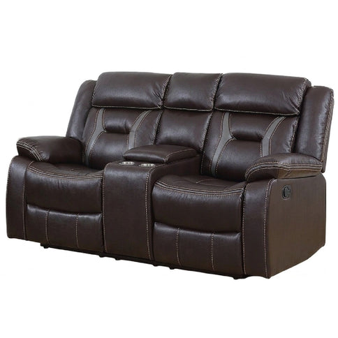Modern Reclining Loveseat With Console, Cup Holders, Storage