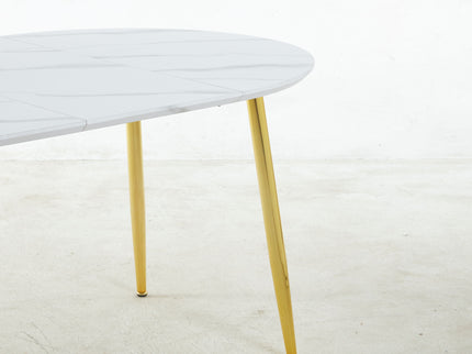 Extendable Oval Dining Table - White Marble