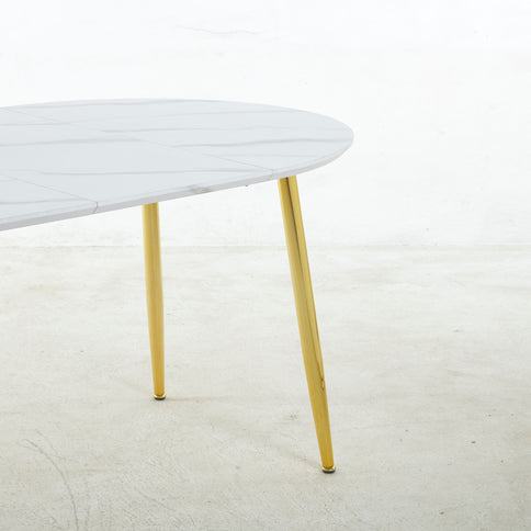 Extendable Oval Dining Table - White Marble