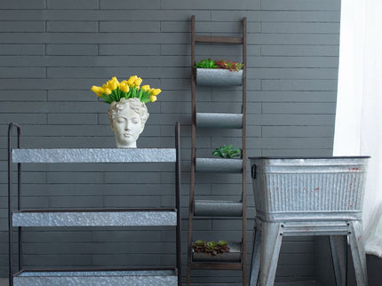 Homestead Galvanized Shelf Display 3 Tier - Metallic Gray