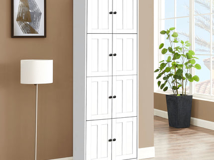 Tall Storage Cabinet With 8 Doors And 4 Shelves, Wall Storage Cabinet For Living Room, Kitchen, Office, Bedroom, Bathroom