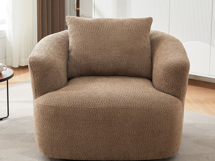 360° Swivel Barrel Sofa Chair With Throw Pillow, Upholstered Accent Chair