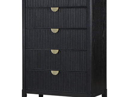 Mason - 5 Drawer Chest With Fluted Design - Black