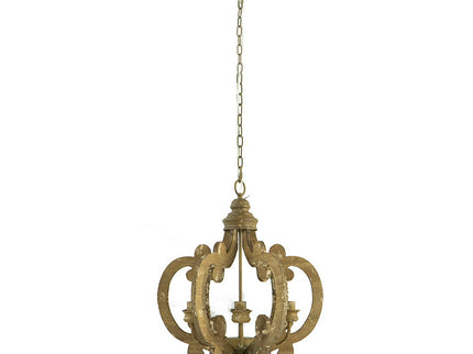 Farmhouse Chandelier, 6 Light Wood Chandelier Pendant Light Fixture With Adjustable Chain For Dining Room Living Room Entryway, Bulb Not Included