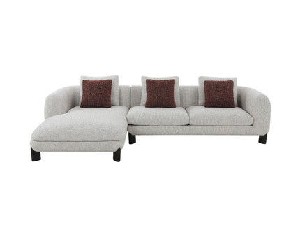 Mardi - Tweed Sectional Sofa With 3 Pillows - Maroon / Beige