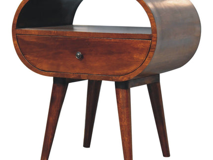 Large Chestnut Circular Bedside