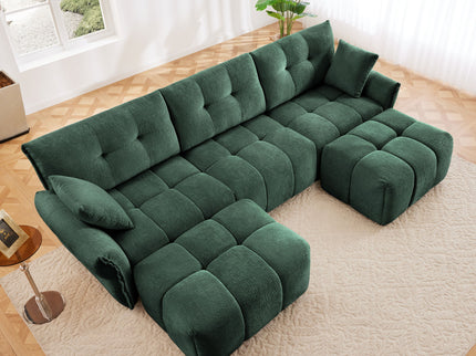 Sofa Set With Ottoman And Pillows, Textured, High Resilience Cushions