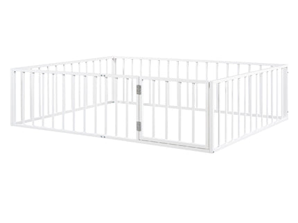 Metal Floor Bed Frame With Fence And Door