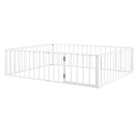 Metal Floor Bed Frame With Fence And Door