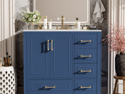 Traditional Bathroom Vanity With Soft Close Doors And Drawers