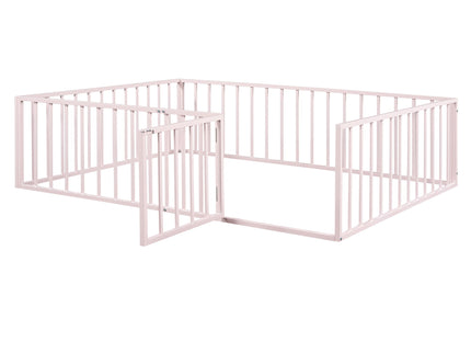 Metal Floor Bed Frame With Fence And Door