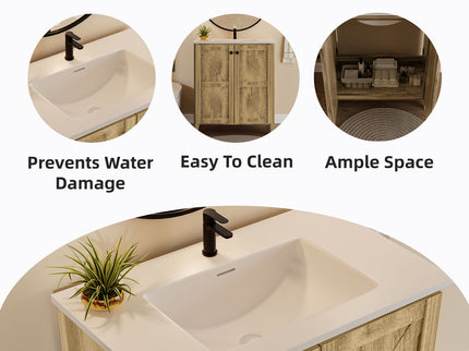 Folding Floor Cabinet With Ceramic Sink, Space Saving