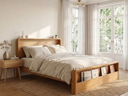 Bed Frame With Dual Open Storage Headboard And Footboard