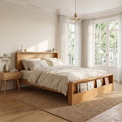 Bed Frame With Dual Open Storage Headboard And Footboard