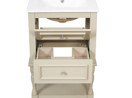 Retro Design Bathroom Vanity With Sink, 2 Drawer Storage Cabinet
