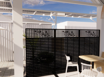 Outdoor / Indoor Divider With Freestanding Decorative Privacy Screen - Black