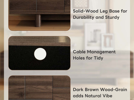 TV Stand For TVs Up To 85", Entertainment Center, Cable Management, Push Openers, Soft Closing Hinges & Adjustable Shelves - Dark Brown