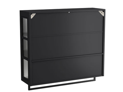 3 Door Wall Cabinet With Glass Door And Towel Bar