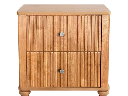 Modern Fluted Nightstand With 3 Drawers