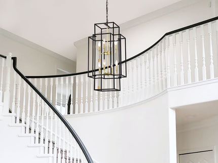 8 Light Lantern Chandelier Lighting, Entryway Chandeliers For High Ceilings, Chandeliers For Dining Room, Foyer, Entry, Staircase, Hallway, Height Adjustable (E12 Bulbs Not Included)