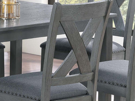 7 Piece Dining Room Furniture, Table And 6 Chairs Set - Gray