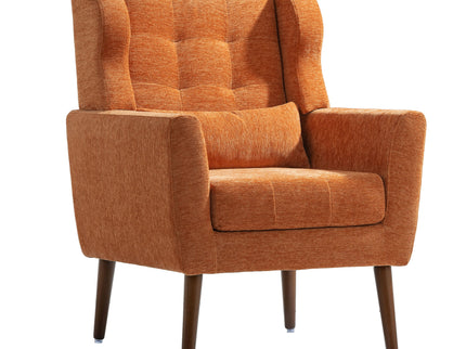 Modern Accent Chair, Arm Chairs For Living Room, Upholstered Mordern Armchair, Comfy Soft Padded Lounge Chair In Small Space, Bedroom, With Pillow, Solid Wood Leg