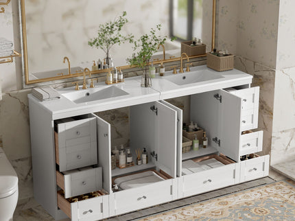 Shaker Free Standing Bathroom Vanity Cabinet & Sink, Soft Close Drawers, Soft Close Doors