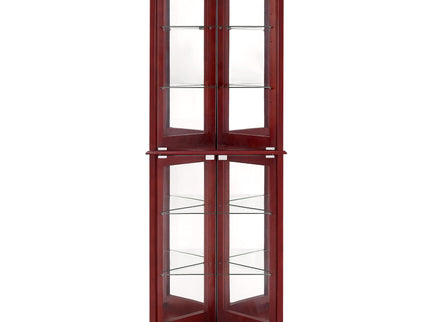 Corner Curio Dispaly Cabinet With Lights, Adjustable Tempered Glass Shelves, Mirrored Back (E26 Light Bulb Not Included)
