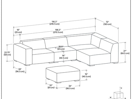 Rex - Handcrafted Sectional Sofa And Ottoman