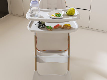 Adjustable Baby High Chair 0-6 Years, Portable Infant Feeding Seat With Safety Belt, Silent Lockable Wheels