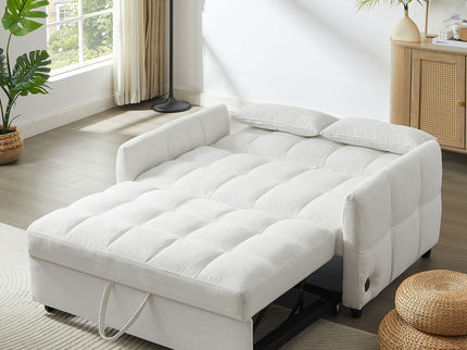 Loveseat Sofa Pull-Out Bed With Adjustable Backrest, 3 USB Ports And 2 Lumbar Pillows For Living Room