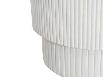 Handmade Side Table With Ribbed Design For Indoor And Outdoor Use - White