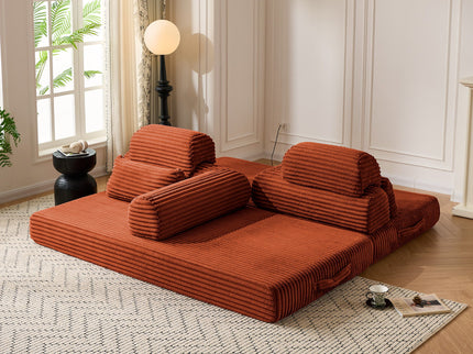 Convertible Sleeper Sofa With & Side Storage Pocket, Foldable Upholstered Couch For Living Room