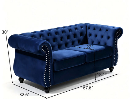 Chesterfield Button Tufted Loveseat With Rolled Arms