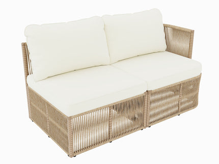 Outdoor Modular Conversation Sofa With Cushions And Coffee Table - Beige