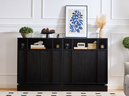 Fluted Sideboard Buffet Cabinet With 2 Doors And Adjustable Shelf, Storage Cabinet For Entryway