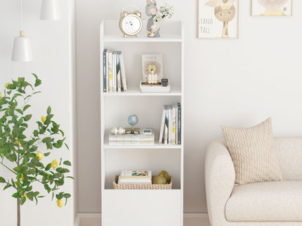 4 Tier Bookcase, Book Display With Safety Restraint, Storage Cabinet For Playroom - White