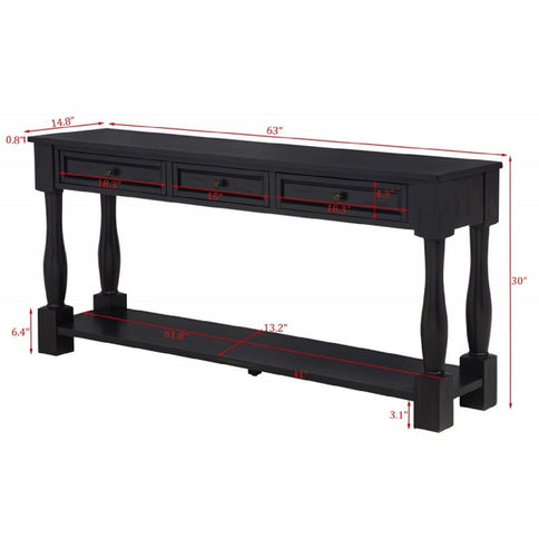 Long Console Table With Drawers And Shelf