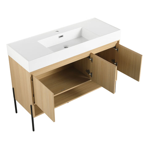 Modern Bathroom Vanity Combo With Single Resin Sink And Storage Cabinet