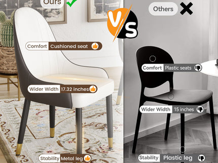 Modern Sponge-Filled Dining Chair, Solid Wood Metal Legs, Suitable For Restaurants, Living Rooms And Rooms (Set of 2)