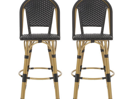 Outdoor Rattan And Aluminum French Barstools (Set of 2)