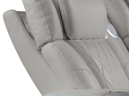 Electra - Power Recliner Sectional Sofa With Power Headrests, Console Loveseats, Wedge, LED Light Strip, Speakers