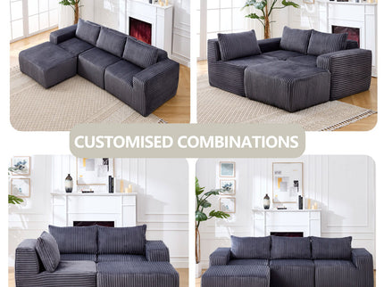 L - Shape Modern Minimalist Modular Sectional Sofa, Upholstered Cloud Couch With Deep Seats